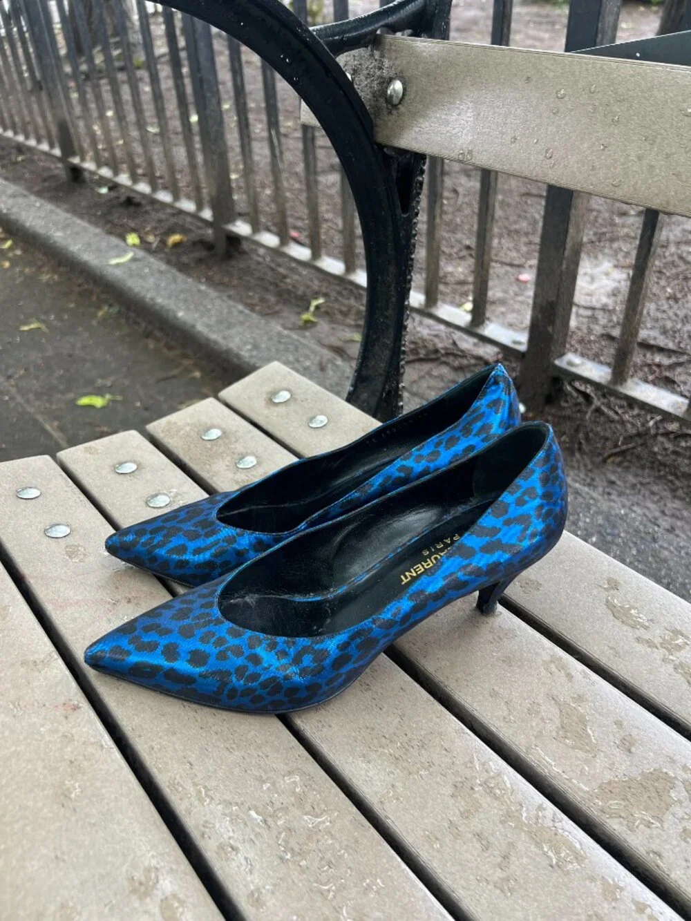 Saint Laurent Paris Blue Leopard Babycat Kitten Heels EU36 YSL Made in Italy - Picture 2 of 6